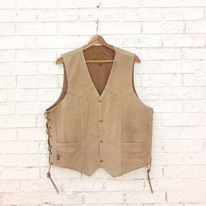 Vintage Leather King Vest Tan Western Biker